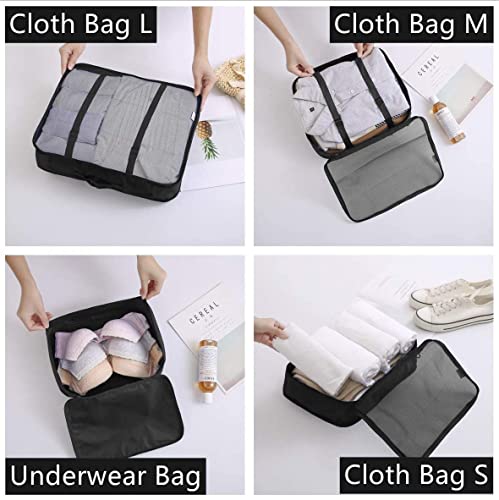 Luggage Packing Organizers Packing Cubes Set for Travel (black) - color: black 8pc