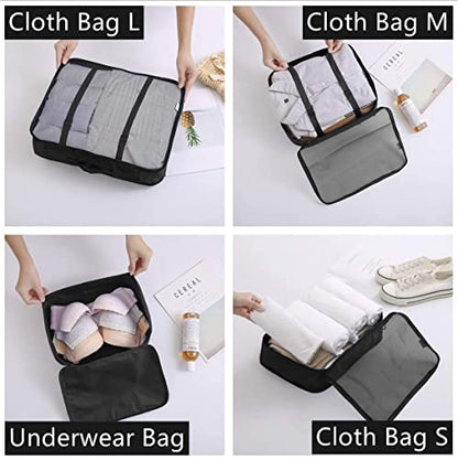 Luggage Packing Organizers Packing Cubes Set for Travel (black) - color: black 8pc