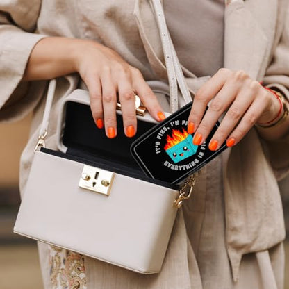 Card Holder Credit Cards Holder for Women RFID wallet women Business Card Holder Wallet Mini Aluminum Card Wallet RFID Blocking Slim Metal Hard Card for Women, Cartoon Dustbin - color: Cartoon Dustbin