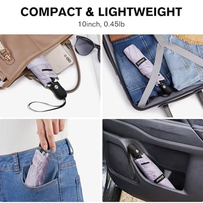 G4Free 40 Inch Travel Compact Umbrella Mini Sun UV Protection Umbrella - color: Light Purple