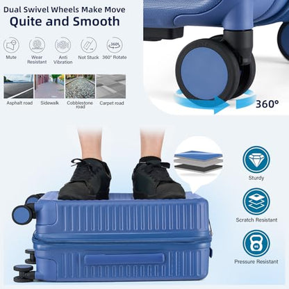 HanTrip 20 Inch Hardside Carry on Luggage with Wheels, Interstellar Blue - color: Interstellar Blue, size: Expandable 20 Inch