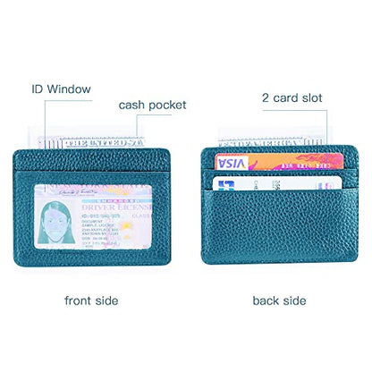EASTNIGHTS Credit Card Holder Slim Wallet Leather Minimalist Wallet with ID Window - color: blue-02