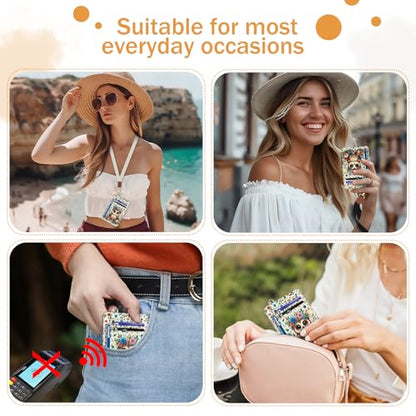 Yonlevres Floral Owl Credit Card Holder Slim RFID Wallet Women Small Travel - color: Owl