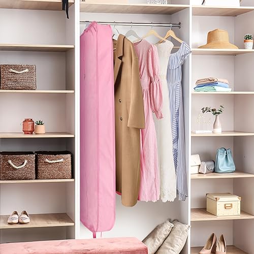 Limoomil 60" Heavy‑Duty Garment Bag, Wedding & Gown Cover, pink - color: Pink, size: 60" x 24" x 5"
