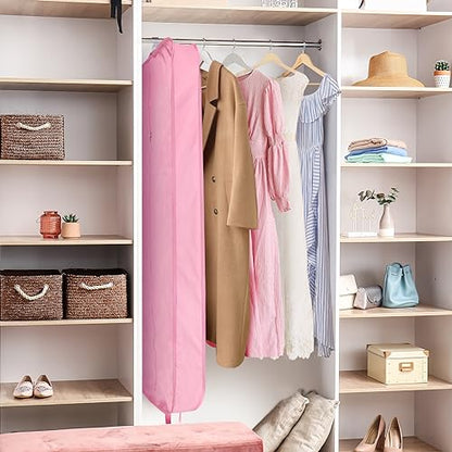 Limoomil 60" Heavy‑Duty Garment Bag, Wedding & Gown Cover, pink - color: Pink, size: 60" x 24" x 5"