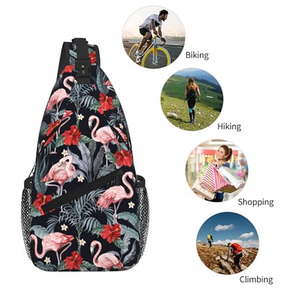 Women's Crossbody Sling Bag Hiking Daypack Backpack, Flamingo - color: Flamingo