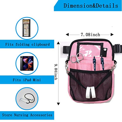 Nurse Fanny Pack, Multi Compartment Nursing Fanny Pack with Pockets | Utility Waist Bag for Work Supplies, Suit for Nurses, RN, Vet, EMT-Pink - color: Pink