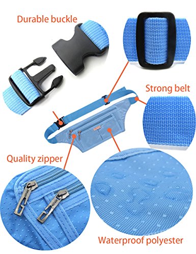 Naoki Outdoor Sports Running Jogging Cycling Hiking Camping Climbing Travel Ultra-thin Waterproof Polyester Waist Pack/Bag Runner Belt(Sky Blue) - color: Z-Sky Blue