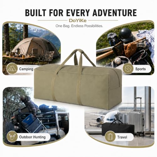 DoYiKe Canvas Travel Duffle Bag,Military Tent Duffel Storage Armygreen - color: Armygreen, size: 60L