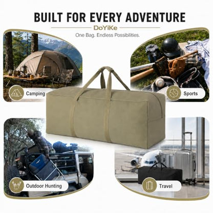 DoYiKe Extra Large Canvas Duffle Bag for Travel Heavy Duty Military Duffel - color: SOBlack, size: 150L