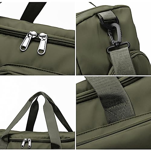 Suruid Gym Bag with Shoe Compartment, Sports Duffle Bag for Women, Agreen - color: Olive Green