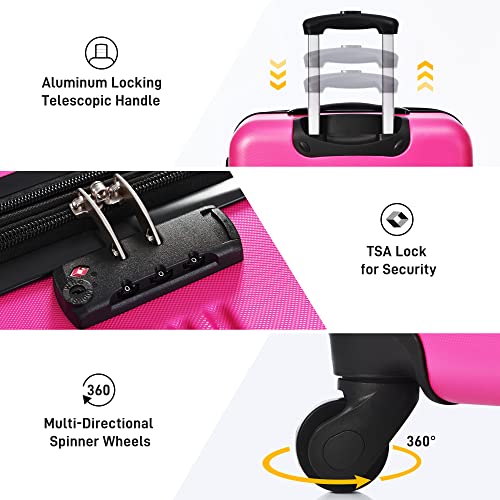 Merax Luggage Set 2 Piece 20 24 IN Hardside Suitcase with Bag,Pink - color: Pink(20+24+bag)