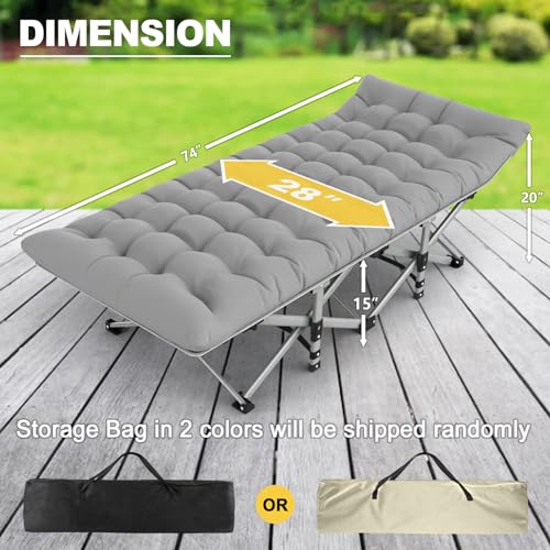 Slendor Folding Camping Cot with Mattress, 500lbs Max Load - color: Grey, size: X-Large