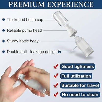 1.7oz/50ml Airless Pump Bottle | TSA Approved Travel Size Bottles - size: 1.7oz/50ml-(Pack of 3) & Lotion Bottle