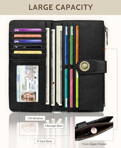GIANCOMICS Goth Book Shelf Womens Wallet RFID, Credit Card Holder Bifold - color: Bookshelf Skulls