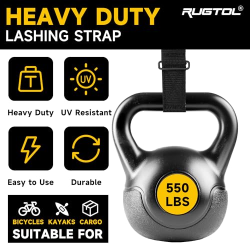 Rugtol Lashing Strap, 1 Inch x 6FT Cinch Straps with Adjustable Buckles, 550lb Heavy Duty Secure Cam Strap Easy Pull Tight or Release Black Cargo Tie Down Straps for Kayak Motorcycle Luggage, 12 Pack - size: 1'' x 6FT - 12pack