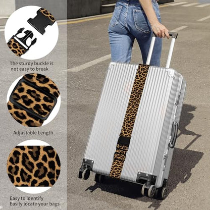 Luggage Straps for Suitcases, Heavy Duty Travel Belt with Quick-Release Buckle, Adjustable Suitcase Strap, Cute Luggage Accessories for Travel Brown Leopard Print - color: Brown Leopard Print