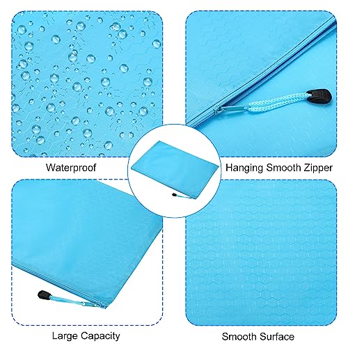 PATIKIL Waterproof Zipper File Bags, 3 Pack A4 Document Holders Pencil Pouch for Office, Light Blue - color: Light Blue, size: A4