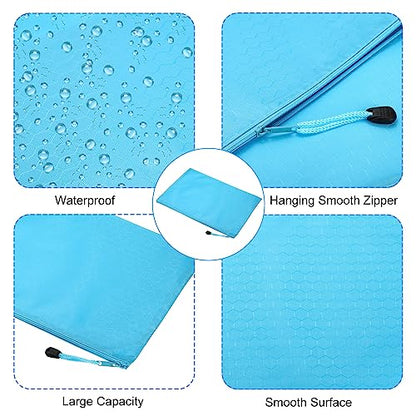PATIKIL Waterproof Zipper File Bags, 3 Pack A4 Document Holders Pencil Pouch for Office, Light Blue - color: Light Blue, size: A4