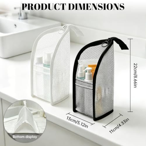 2 Pack Standing Toiletry Bag, Waterproof EVA Travel Organizer Black & White