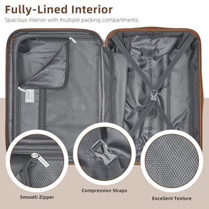 LARVENDER Expandable Carry on Luggage Sets 3 Piece Suitcases Set, Black - color: Black, size: 3 piece set(BP/TB/20)