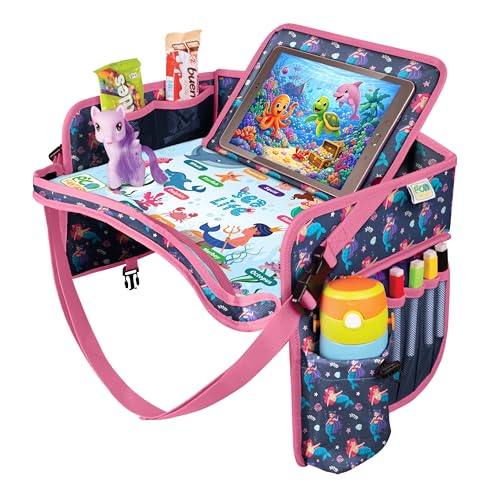 ECOFANTASY Kids Car Seat Travel Tray, Car Table & Lap Desk – Mermaid - color: MERMAID