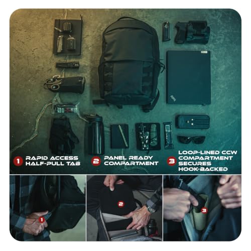 Vertx Urban Ghost Tactical Backpack (20L) – Durable Ripstop CCW Carry Pack with Rapid Access Tab, Lockable Zippers, It's Black - One Size - color: It's Black - 20l, style: Urban Ghost Pack 20l