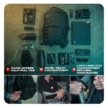 Vertx Urban Ghost Tactical Backpack (20L) – Durable Ripstop CCW Carry Pack with Rapid Access Tab, Lockable Zippers, It's Black - One Size - color: It's Black - 20l, style: Urban Ghost Pack 20l