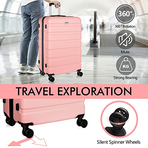 AnyZip Luggage PC ABS Hardside Lightweight Suitcase with 4 Universal Wheels TSA Lock Carry-On 20 Inch Pink - color: Pink, size: 20" Carry-On