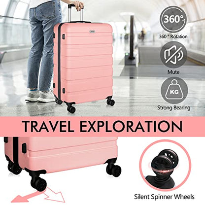 AnyZip Luggage PC ABS Hardside Lightweight Suitcase with 4 Universal Wheels TSA Lock Carry-On 20 Inch Pink - color: Pink, size: 20" Carry-On