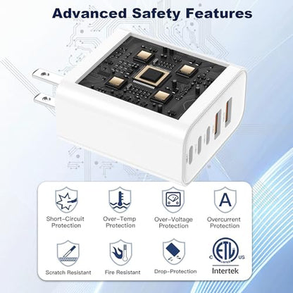 60W USB C Charger Block, Versatile iPhone Charger, White (1 Pack) - color: White