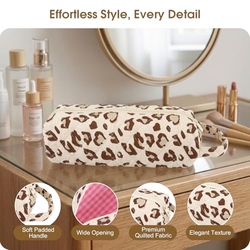 Quilted Hair Tools Travel Bag Compatible with Dyson Airwrap Shark FlexStyle - color: Leopard