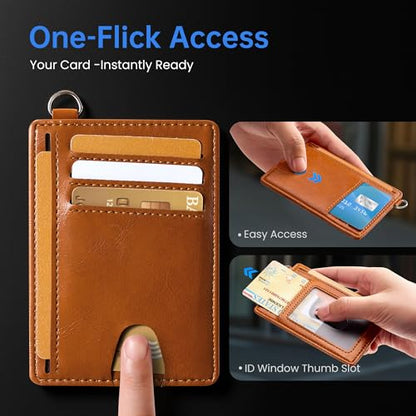 Mayski Slim Wallet, Credit Card Holder for Women, Minimalist Front Pocket RFID Blocking Card Cases, Small Wallet Women Men(Oiled Wax Brown) - color: Oiled Wax Brown