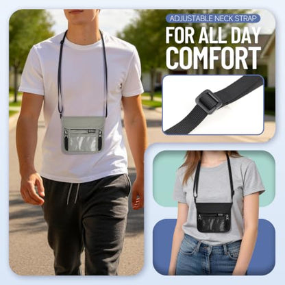 Travel Neck Wallet, RFID Blocking Hidden Passport Holder, Black - color: XS-Black