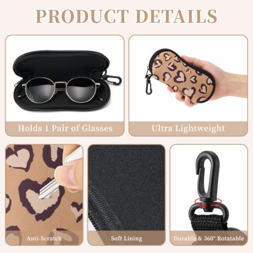 WOZEAH Double Eyeglass Case with 2 Compartments, Travel Eyewear Organizer for Two Pairs of Glasses - color: Leopard3