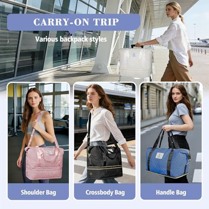 Geestock Travel Duffle Bag - Weekender Overnight Bags for Women, White - color: White
