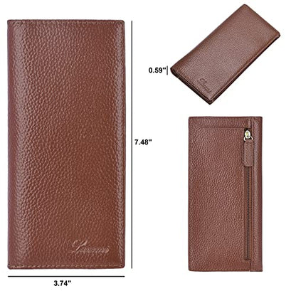 Lavemi Ultra Slim Thin Leather Women Wallet RFID Blocking Credit Card Holder Bifold Long Ladies Billfold - color: 2- Coffee
