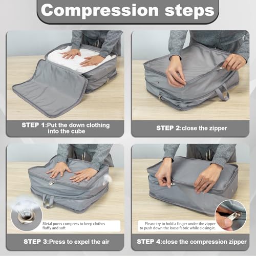 Packing Cubes for Travel Packing Organizers Compression Travel Cubes, Grey - color: Grey
