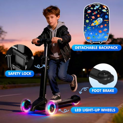 4-in-1 Detachable Scooter Luggage for Kids, Foldable Ride-On Suitcase - color: Navy