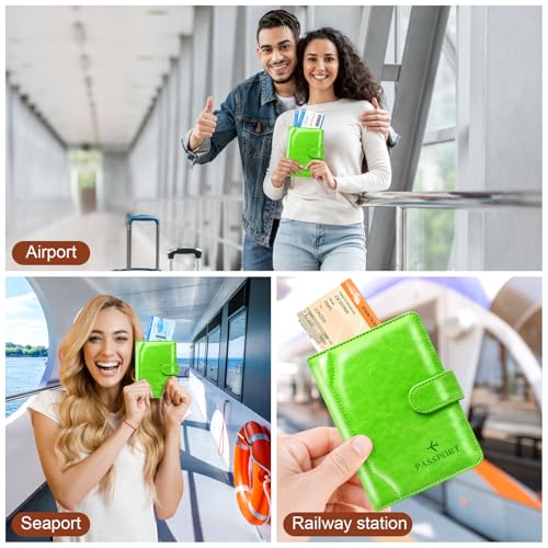 Passport Holder for Travel Essentials Wallet Cover Case Women Men Gift - color: D-Green
