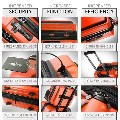 TRAVELARIM 4 Piece Luggage Sets with Spinner Wheels, Travel Suitcase Set - color: Orange, size: 4 Piece Set (20/24/28)