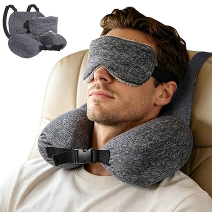 Travel Neck Pillow for Airplanes,Inflatable U-Shaped Airplane Pillow