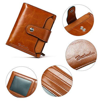 BOSTANTEN Leather Womens Wallet Small RFID Blocking Credit Card Holder - color: 1-ab-brown