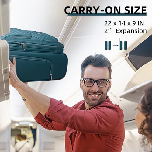LARVENDER 4 Piece Luggage Set with Spinner Wheels - Expandable Softside Carry On Suitcase 22x14x9 Airline Approved, 16” 20" Carry On Luggage,TSA Lock, Blue - color: Blue(16/20/BP/TB), size: 4 Piece Set (16/20/BP/TB)