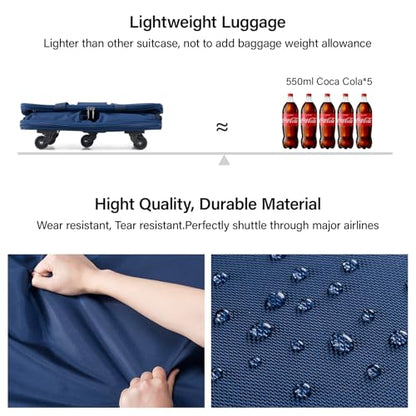 Hanke Expandable Collapsible Luggage with Wheels Suitcase Luggage Rolling Travel Bag Duffel Bag for Men Women Lightweight Suitcase Large Capacity with Spinner Wheel (Blue) - color: Blue-1