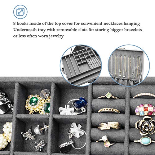 ProCase Velvet Jewelry Box Organizer for Women -Grey - color: Grey