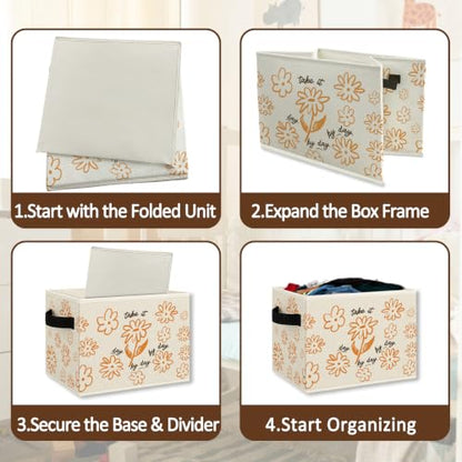 Boho Mental Health Floral Storage Bins Box Collapsible Basket - color: Color08