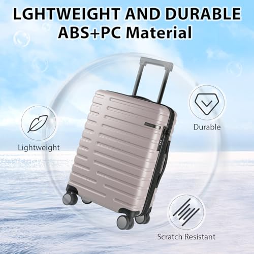 EMPSIGN Carry On Luggage with Spinner Wheels, 20-Inch, Light Purple - color: LIGHT PURPLE
