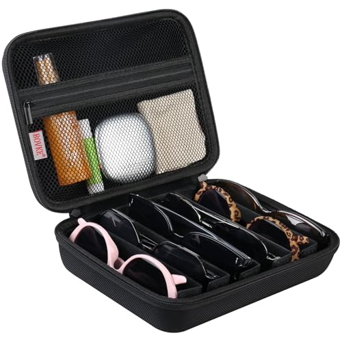 BOVKE Travel Sunglasses Organizer, Glasses Display Case, Eyeglasses Organizer Storage Holder for Multiple Pairs for Men Women
