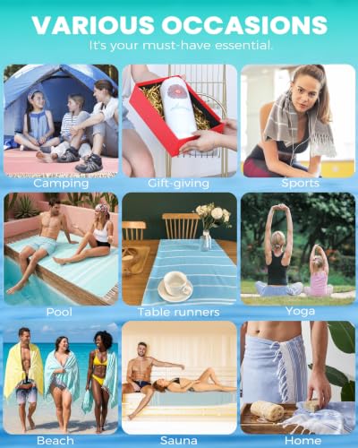 Antfuny Turkish Beach Towels Vacation Essentials Quick Dry Sand Free Soft Absorbent Extra Large XL Big Blanket Adult Pool Towel Lightweight Thin Sandless Fast Drying Compact No Sand Packable Foldable - color: Thinner Fuchsia, size: 72 x 36 inch